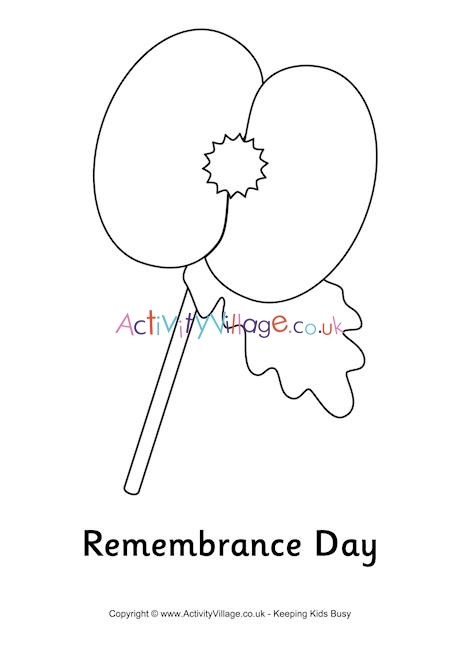 Remembrance Day colouring page