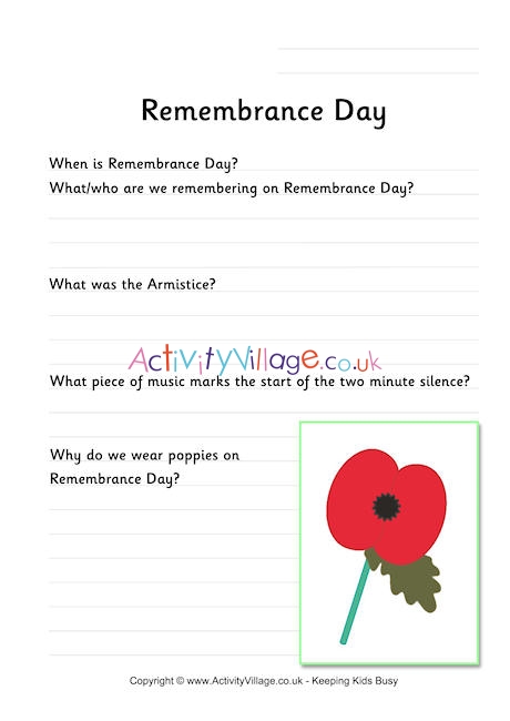 Remembrance Day worksheet 