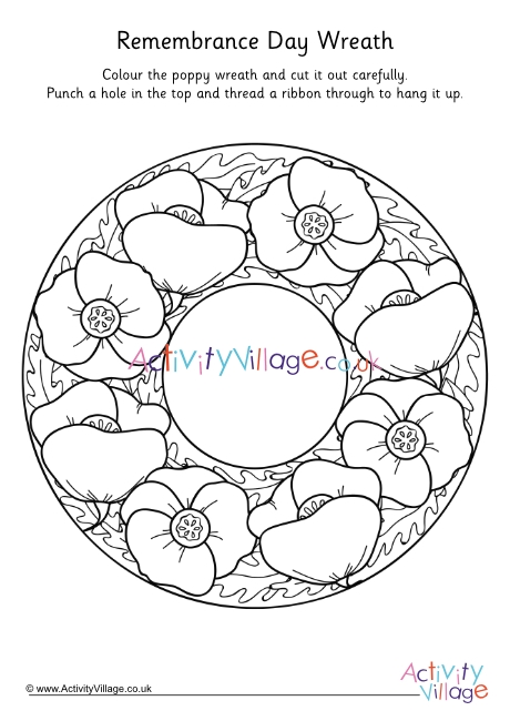 Remembrance Day Wreath Colouring Page