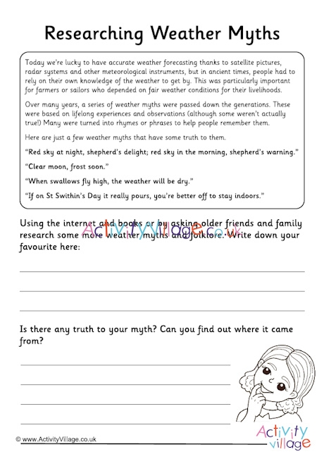 Researching weather myths worksheet