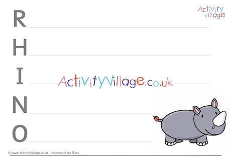 Rhino Acrostic Poem Printable