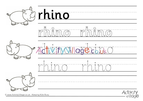 Rhino Handwriting Worksheet