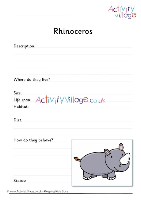 Rhinoceros Worksheet