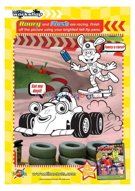 Roary the racing car colouring page