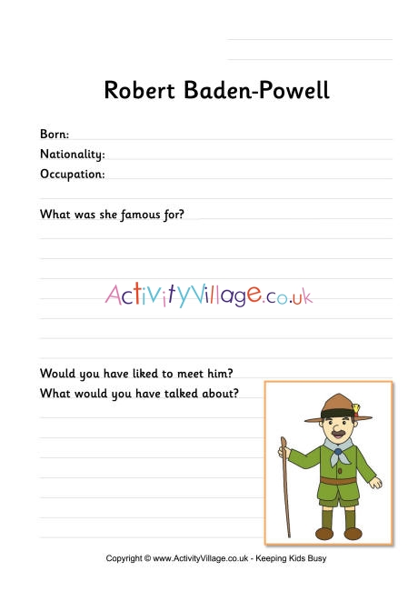 Robert Baden-Powell worksheet