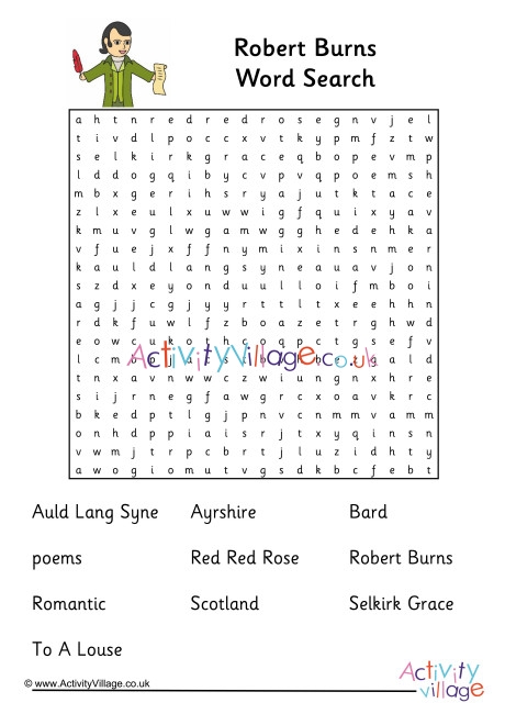 Robert Burns Word Search 