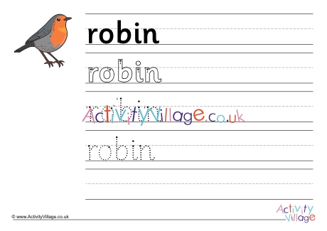Robin Handwriting Worksheet 2