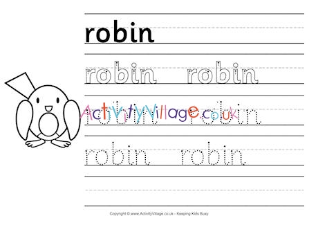 Robin handwriting worksheet