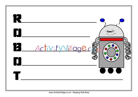 Robot acrostic poem printable