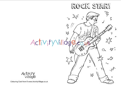 Rock star Dad colouring card