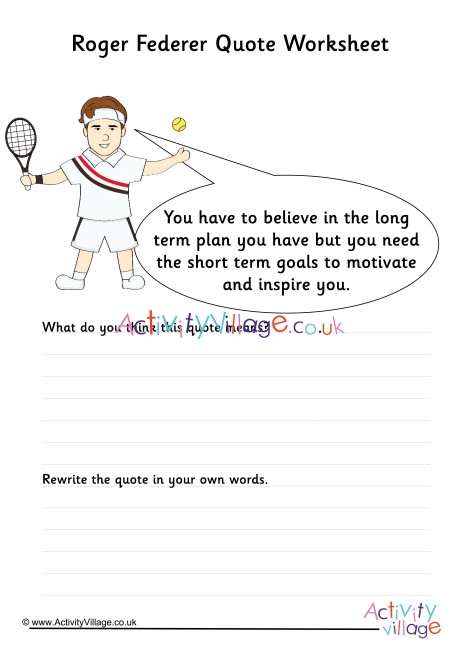 Roger Federer Quote Worksheet