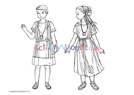 Roman Children Colouring Page