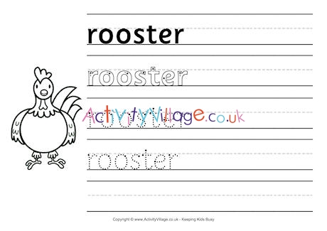 Rooster handwriting worksheet