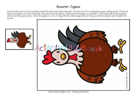 Rooster printable jigsaw 2
