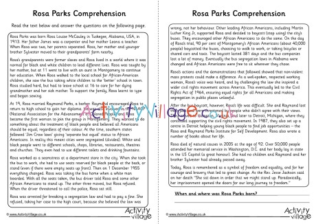Rosa Parks Comprehension