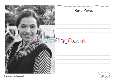 Rosa Parks writing page