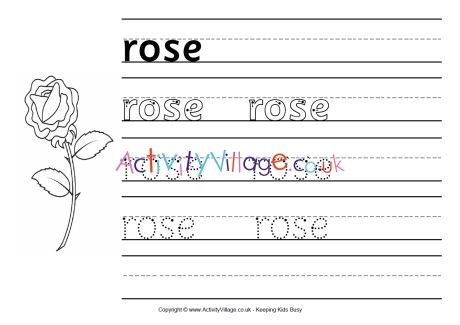 Rose handwriting worksheet
