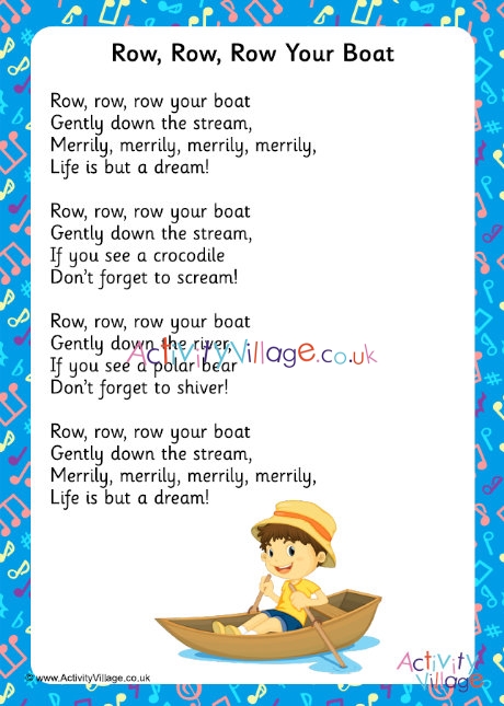 Row Row Row Your Boat Song Lyrics Printable