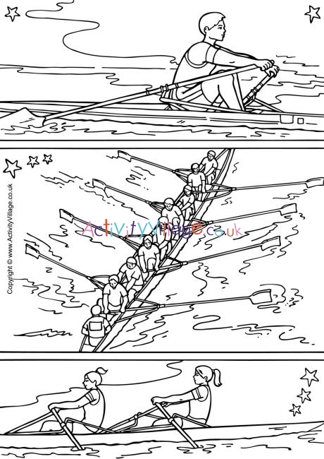 Rowing collage colouring page