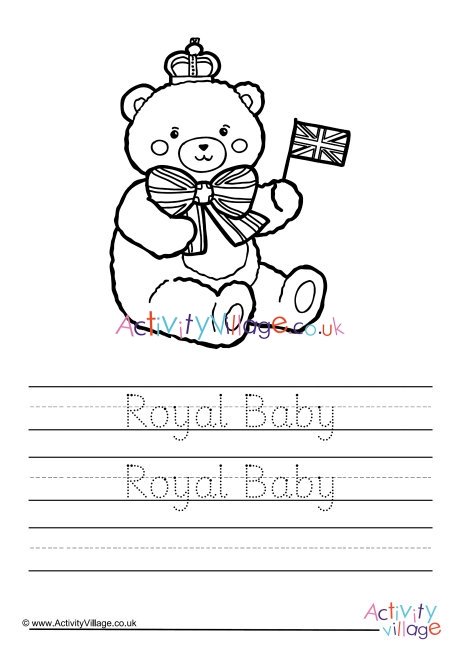 Royal baby handwriting worksheet