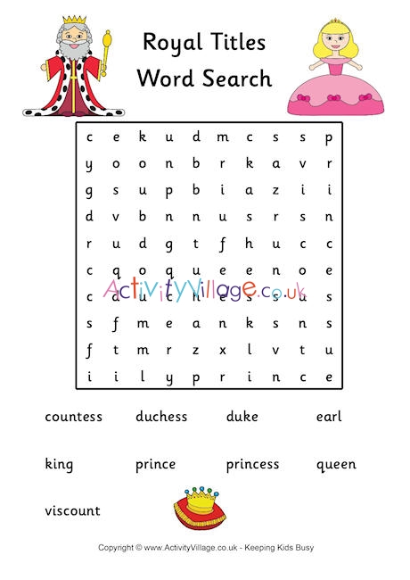 Royal titles word search