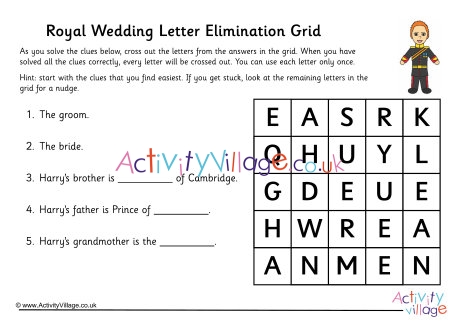 Royal Wedding letter elimination grid
