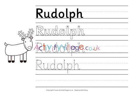 Rudolph handwriting worksheet