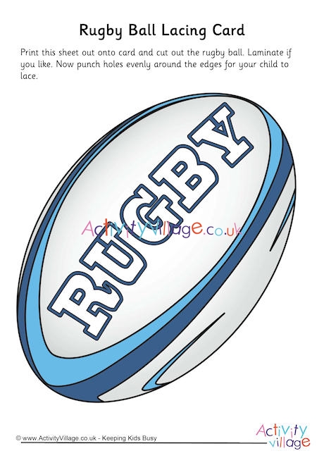 Rugby ball lacing card