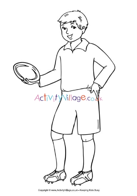 Rugby boy colouring page