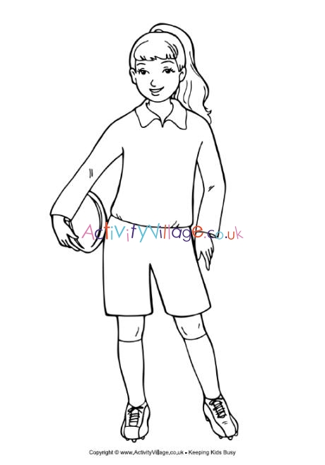 Rugby girl colouring page