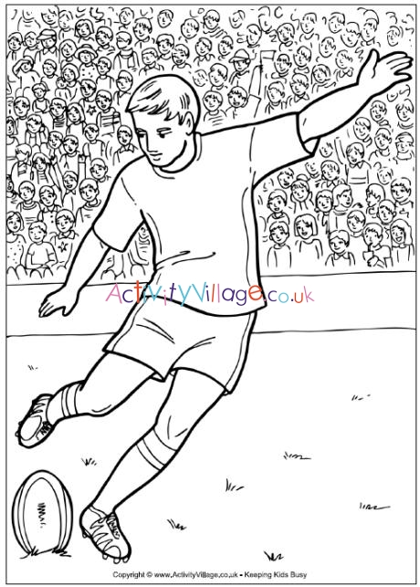 Rugby player colouring page