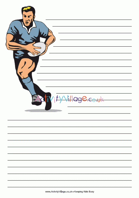 Rugby player writing paper