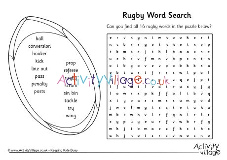 Rugby word search