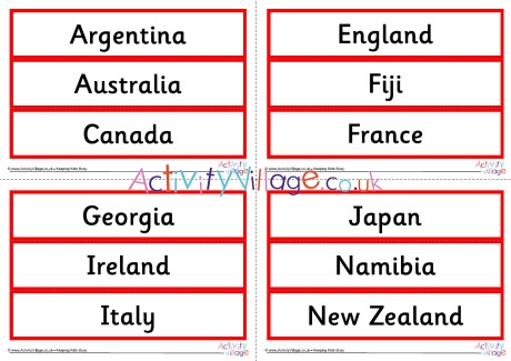 Rugby World Cup 2019 Country Cards