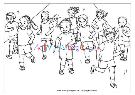 Running race colouring page