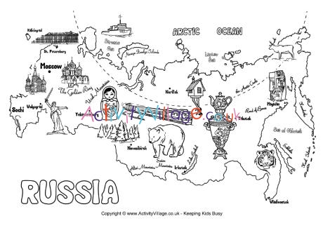 Russia map colouring page