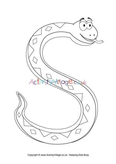 S is for Snake Colouring Page