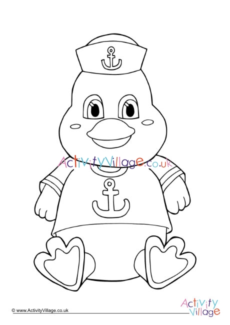 Sailor Duck Toy Colouring Page