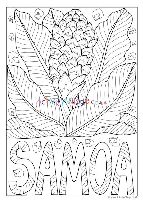 Samoa national flower colouring page