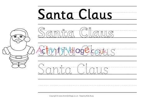 Santa Claus handwriting worksheet