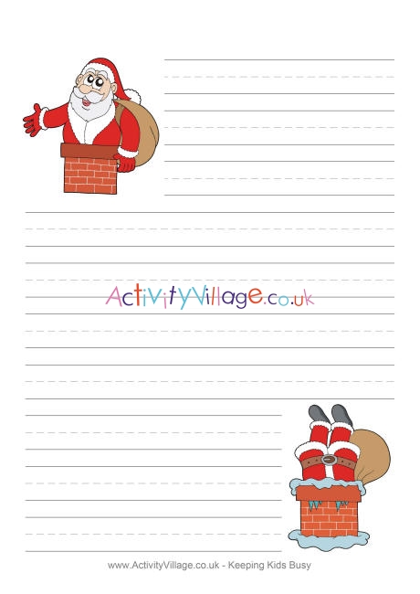 Santa in chimney writing paper