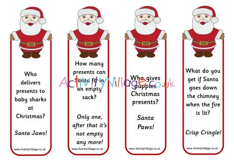 Santa jokes bookmarks