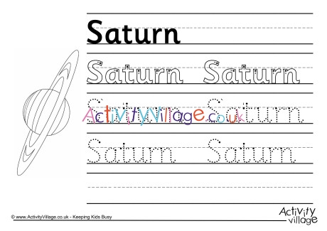 Saturn handwriting worksheet