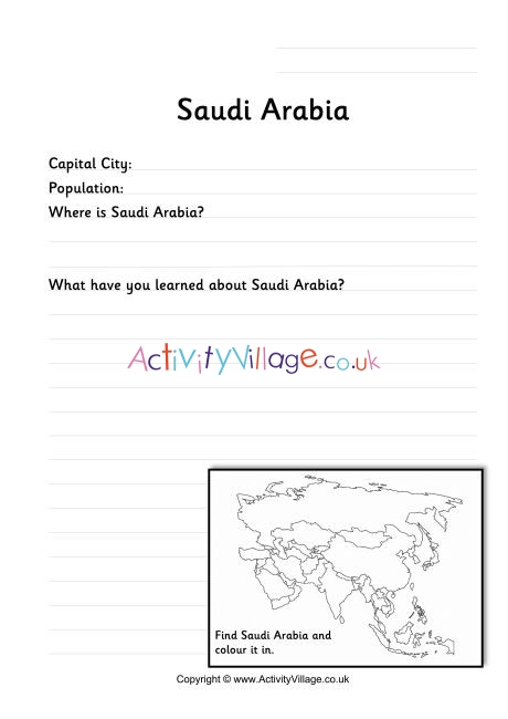 Saudi Arabia Worksheet