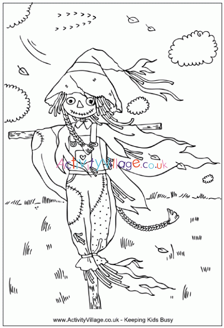 Scarecrow colouring page 2