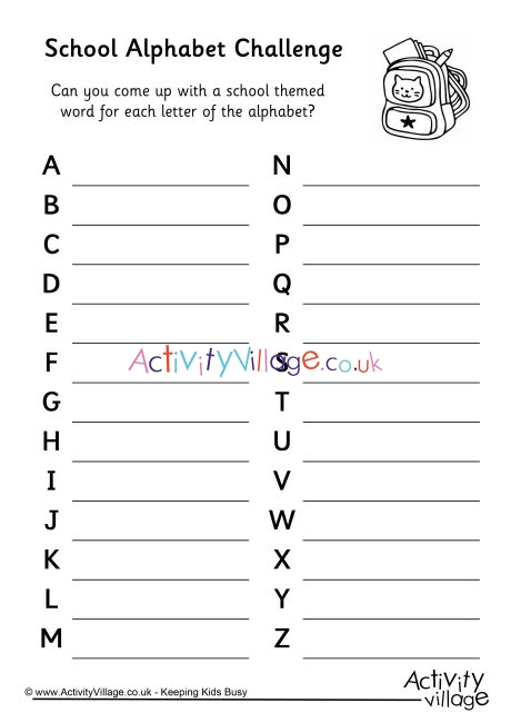 School Alphabet Challenge
