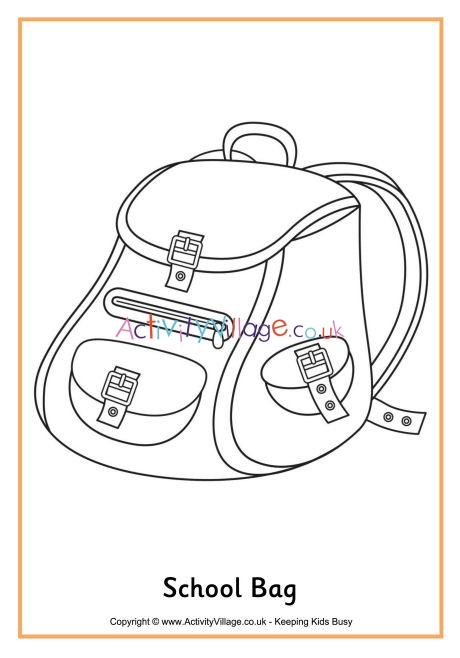 School bag colouring page