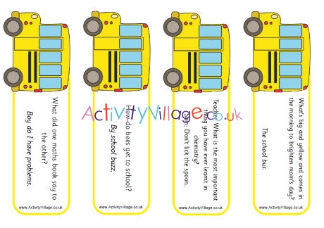 School bus bookmarks - jokes