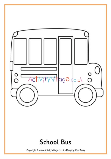 School bus colouring page 2
