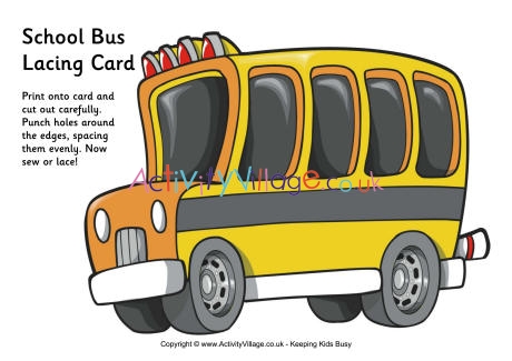 School bus lacing card